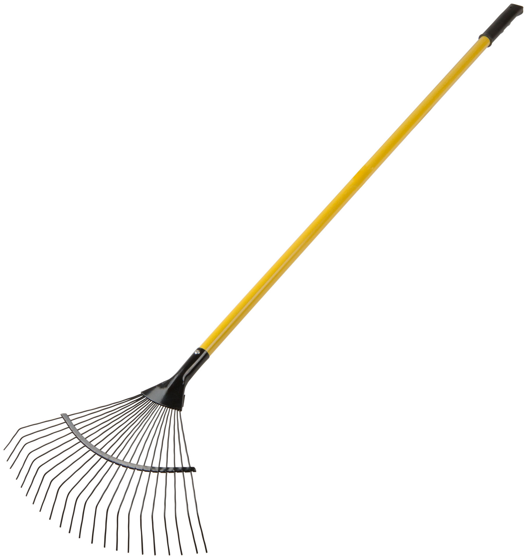 Грабли веерные проволочные, 22 зуба, 440х1553 мм, с желтым металлизированным черенком (76945)