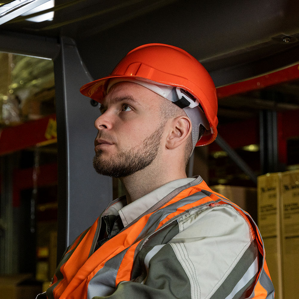 Каска защитная из ударопрочной пластмассы, оранжевая Сибртех (89113)