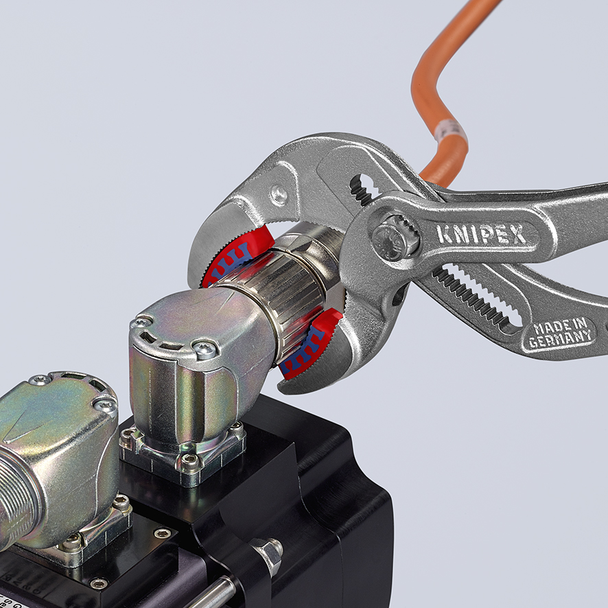Клещи переставные трубные, зев 10-75 мм, длина 250 мм, пластиковые насадки на губках, хром (KN-8113250)