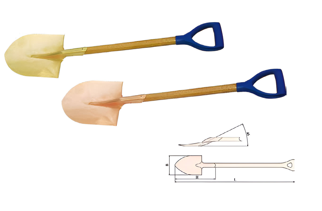Лопата штыковая с черенком и ручкой, искробезопасный сплав AlCu 200A-1002, HORTZ