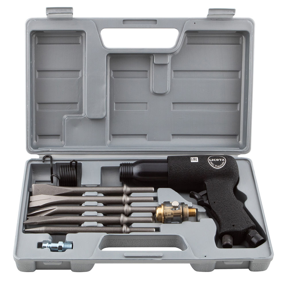 Молоток пневматический в комплекте с зубилами в кейсе 10пр., Энерг. уд. 7,2Дж Licota PAH-20002RK