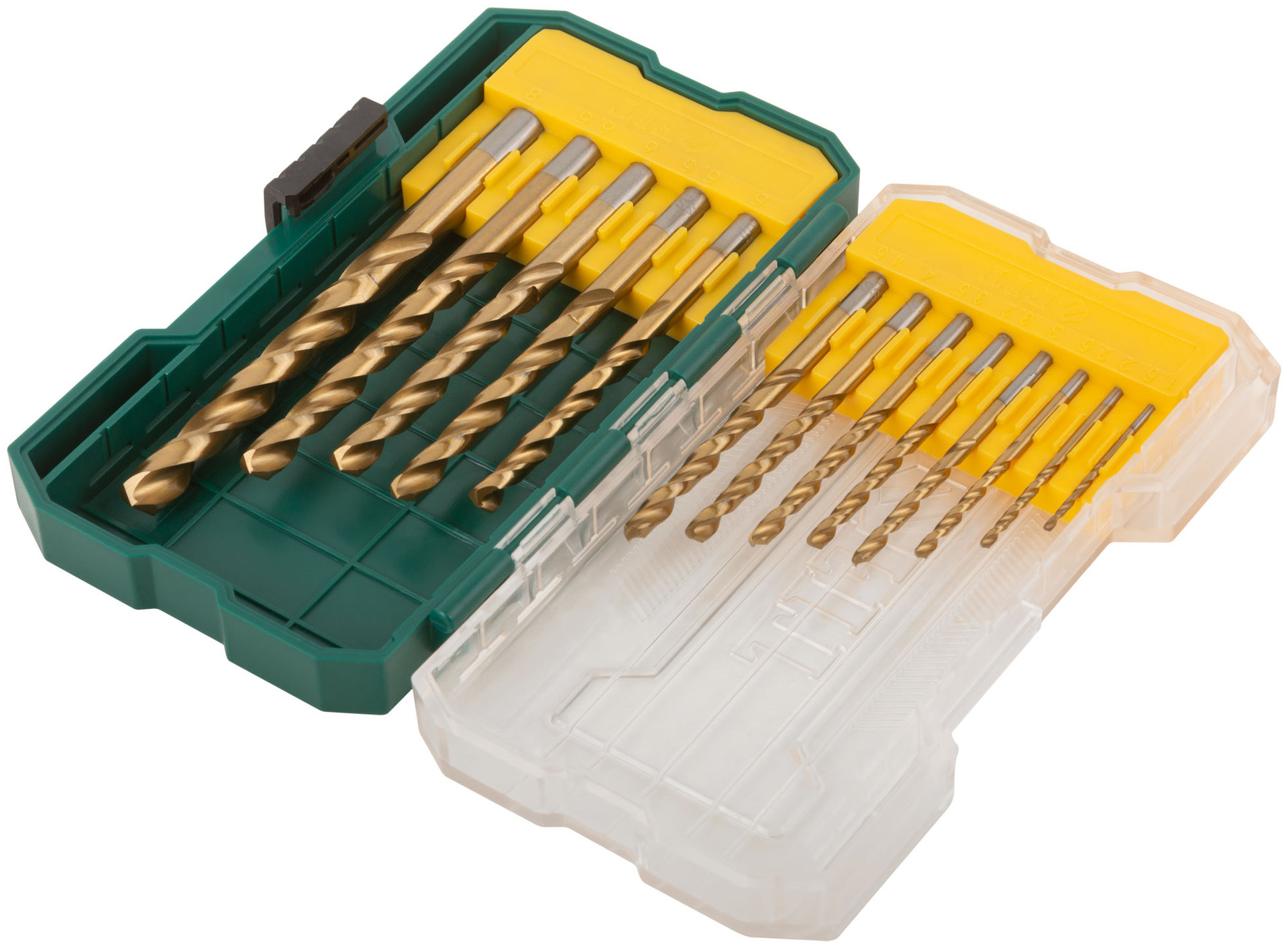 Набор сверл HSS по металлу, титановое покрытие, 13 шт. (1,5-2-2,5-3-3,2-3,5-4-4,5-5-5,5-6-6,5-8 мм) (34216)