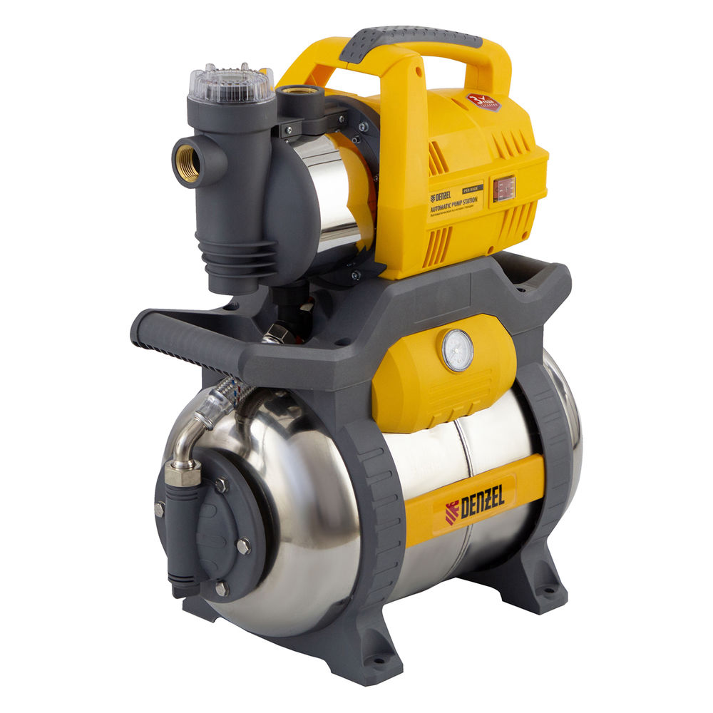 Насосная станция PSХ950X, Х-Pro, 950 Вт, 3300 л/ч, ресивер 24 л, подъем 38 м, нержавейка Denzel (97214)