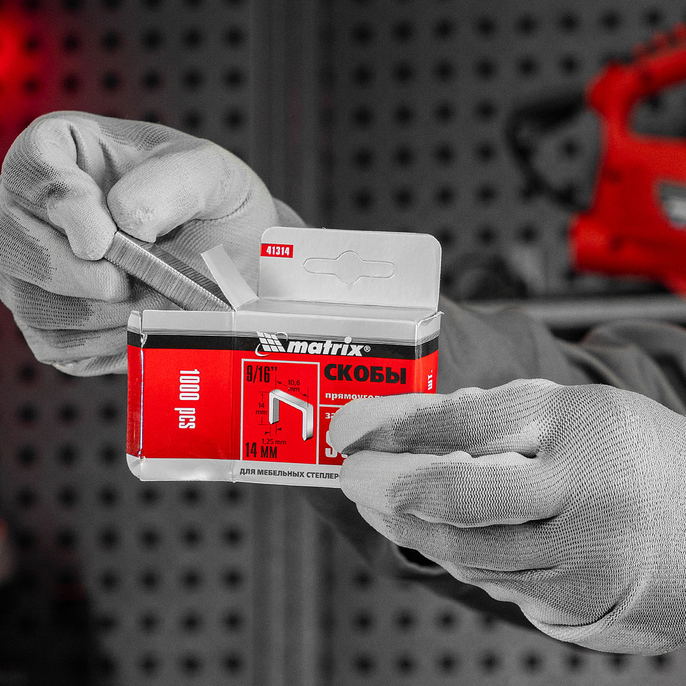 Скобы, 14 мм, для мебельного степлера, закаленные, тип 140, 1000 шт Matrix (41314)