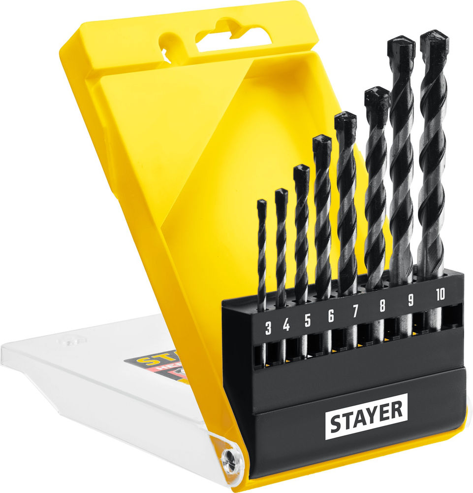 Набор сверл по бетону Hercules, 8 шт: d 3-4-5-6-7-8-9-10 мм STAYER Professional 2915-H8_z02