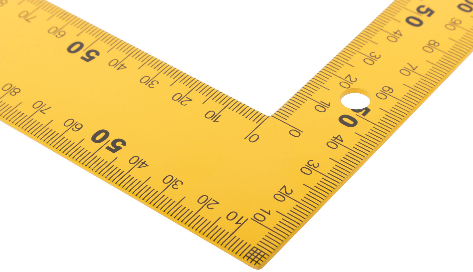 Угольник столярный цельнометаллический желтый, крашеная шкала 200 х 300 мм (19625)