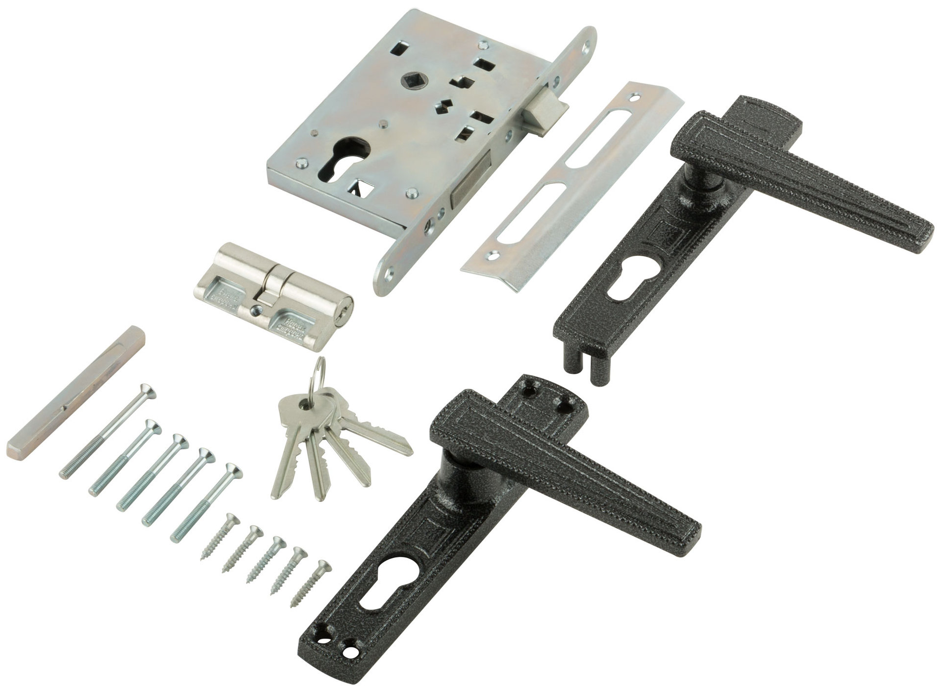 Замок врезной с ручками Зенит ЗВ4-3.01, серебро (67001)