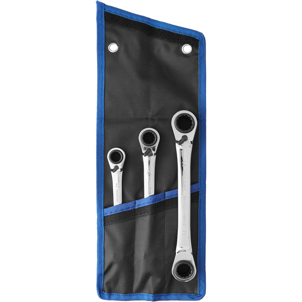 Набор ключей гаечных накидных трещоточных 3 шт Профессионал ЗУБР 27105-H3