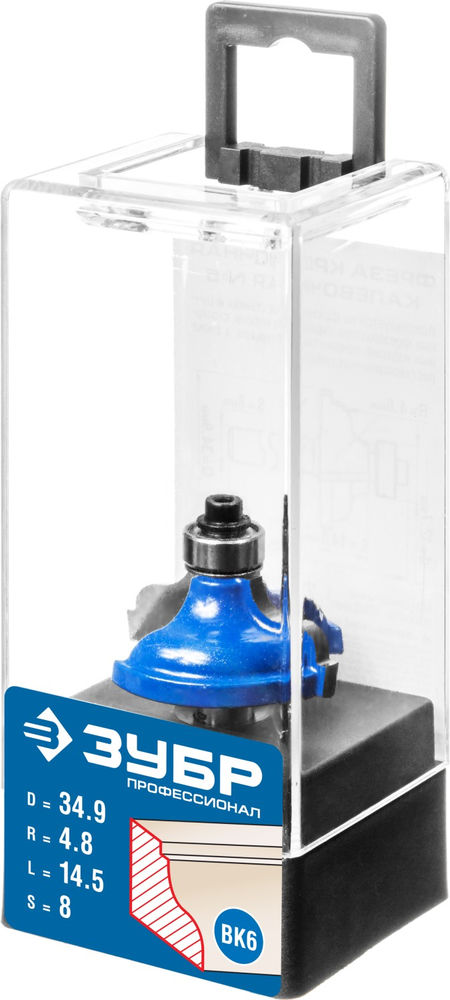 Фреза кромочная калевочная №5 34.9?15 мм радиус 4.8 мм ЗУБР Профессионал 28706-34.9