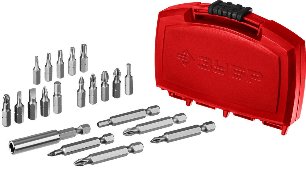 Набор бит CR-V с магнитным адаптером в компактном ударопрочном боксе ЗУБР МХ-21 26600-H21