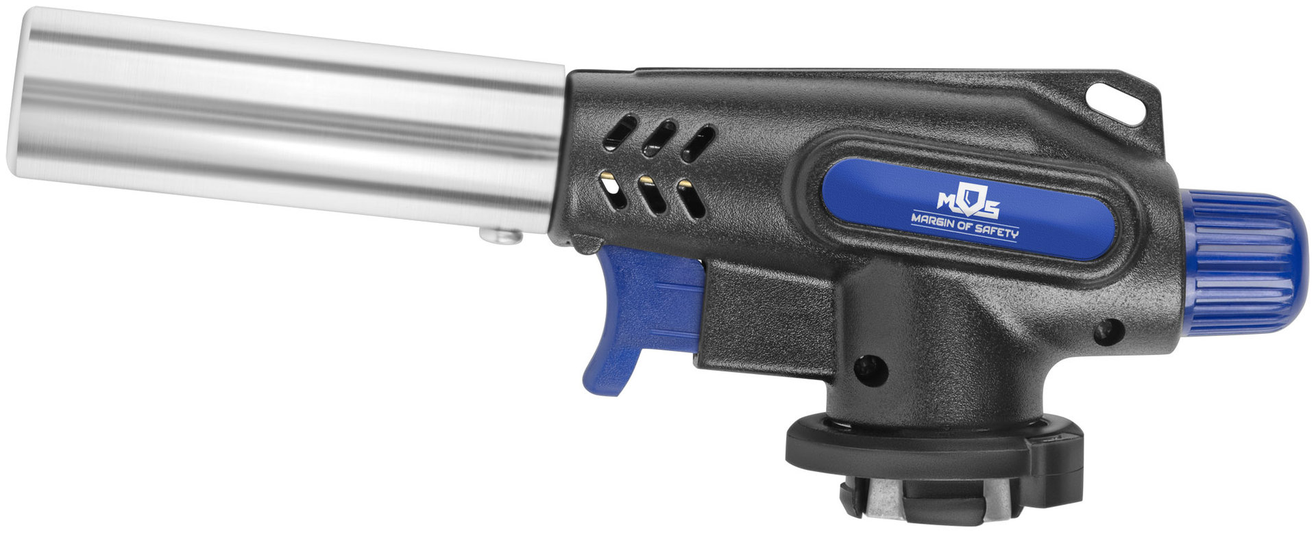 Горелка газовая на цанговый баллон, пласт.корпус, с пьезоподжигом, вращение 360°, сопло 22 мм (67662М)