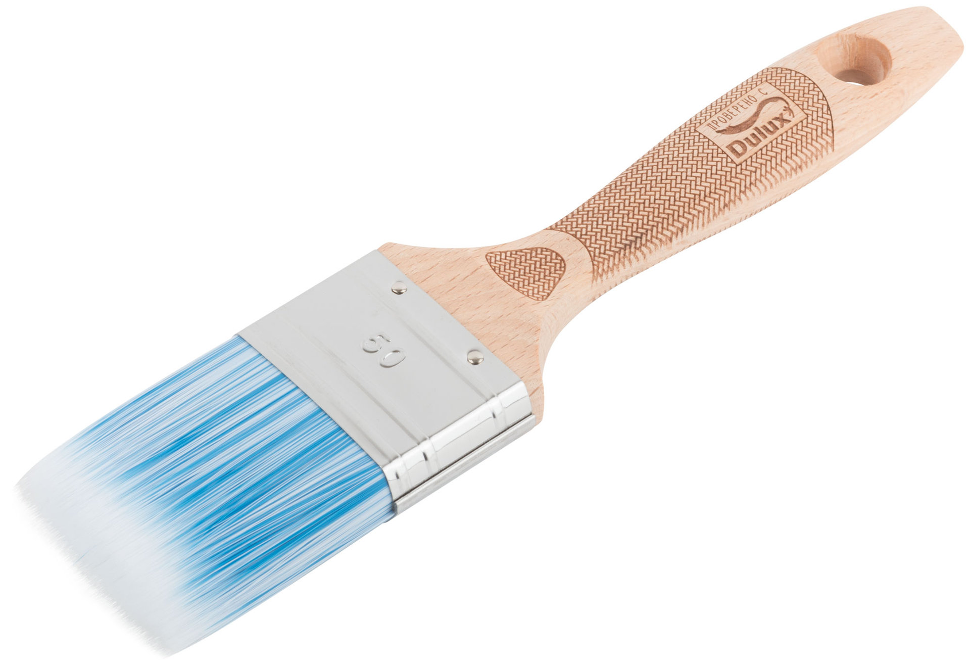 Кисть флейцевая, толщ. 16 мм, ПБТ-щетина, нерж. обжим., буковая ручка, ширина 50 мм (30-0033)