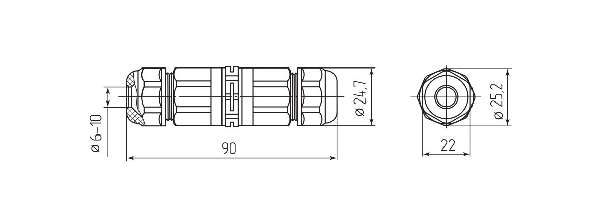 Коннектор кабельный FFC-21/3Р-IP68 (Fortisflex) (89664)