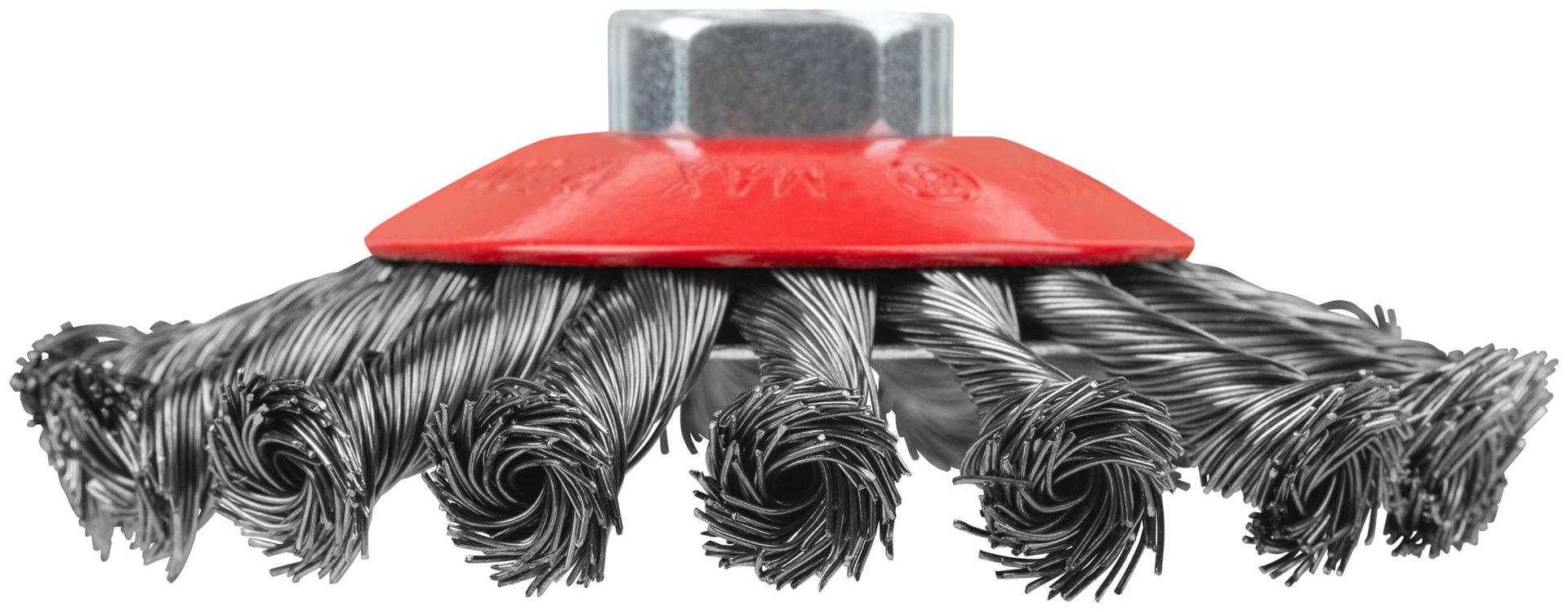 Корщетка-колесо с наклоном, гайка М14, стальная витая проволока 115 мм (39115)