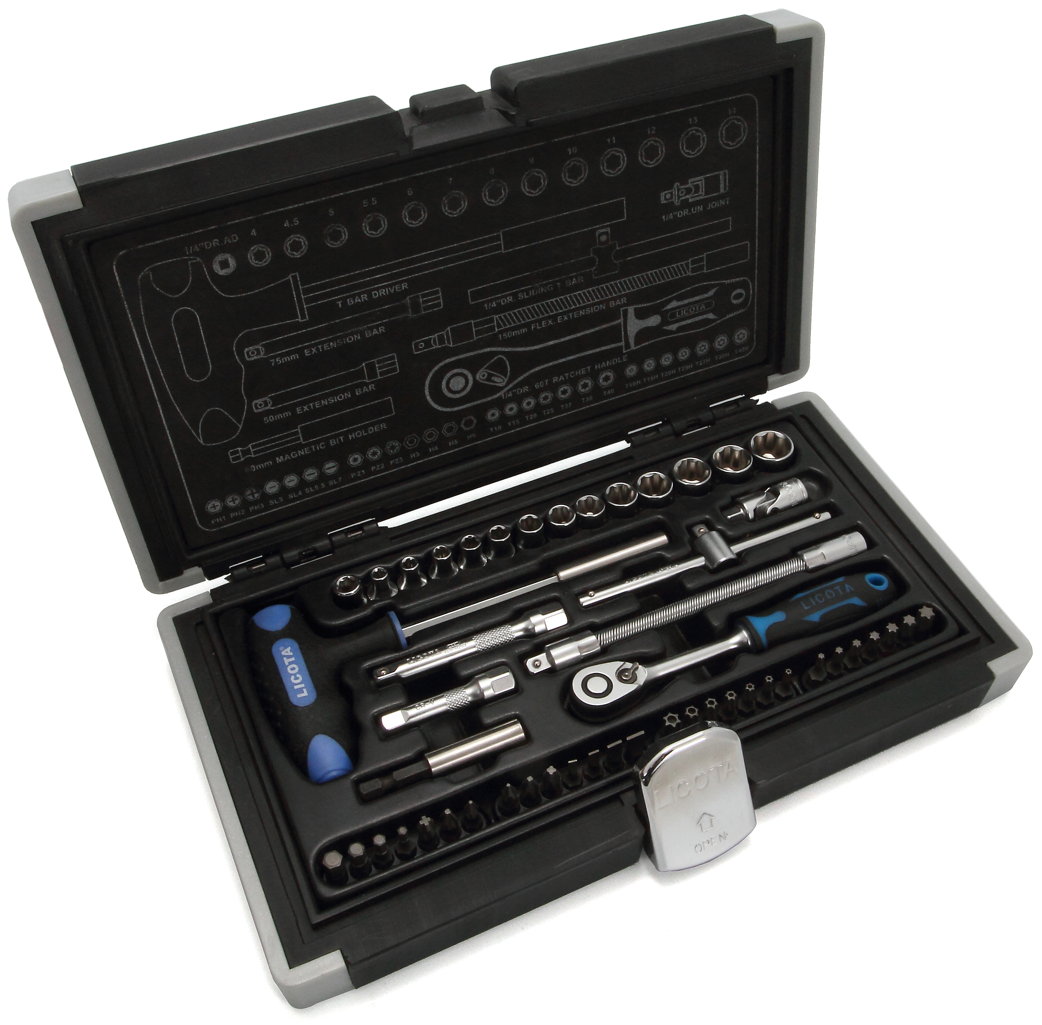 Набор торцевых головок 50пр super lock 1/4 Licota ALK-0002
