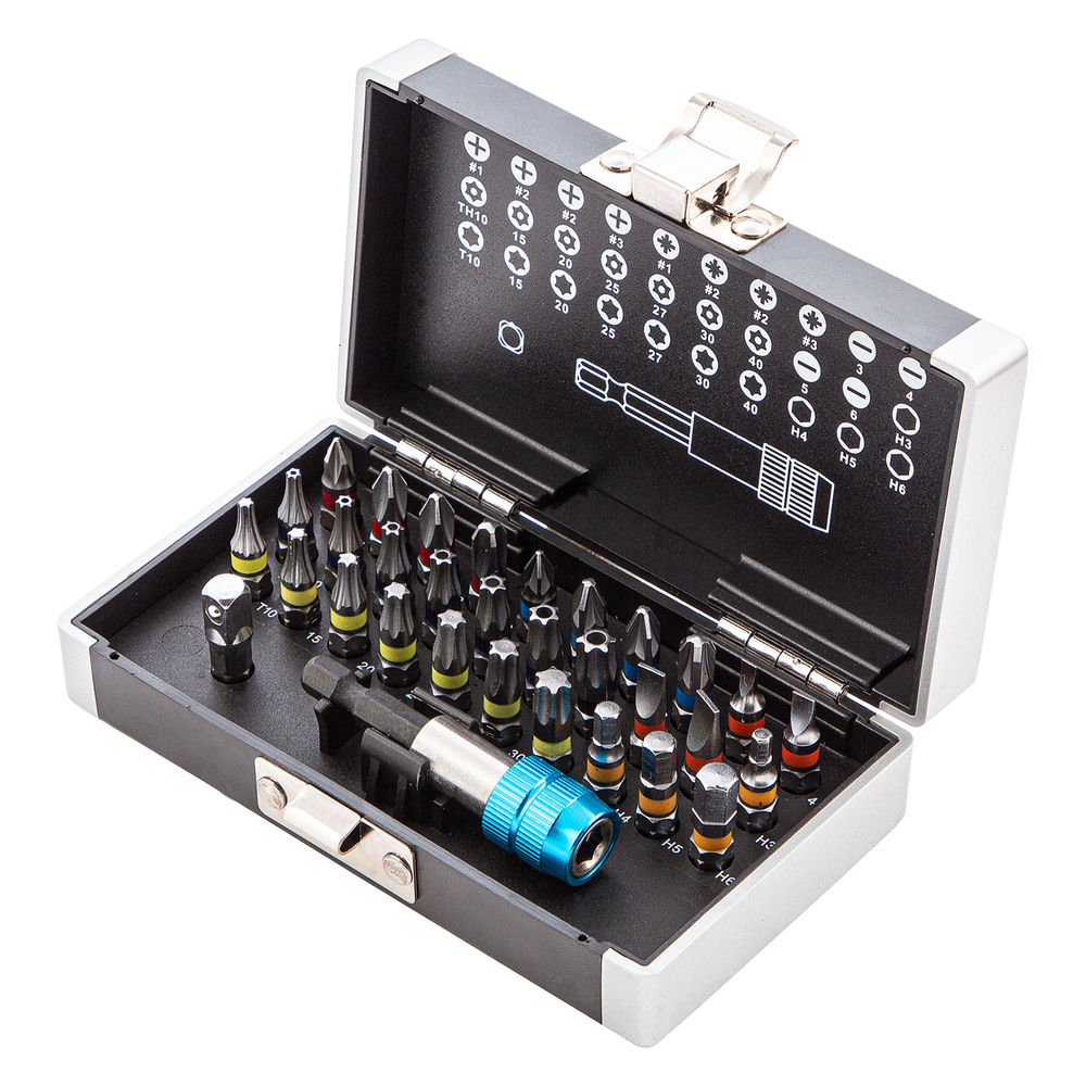 Набор бит, магнитный адаптер, сталь S2, пластиковый кейс, 32 предмета Gross (11363)