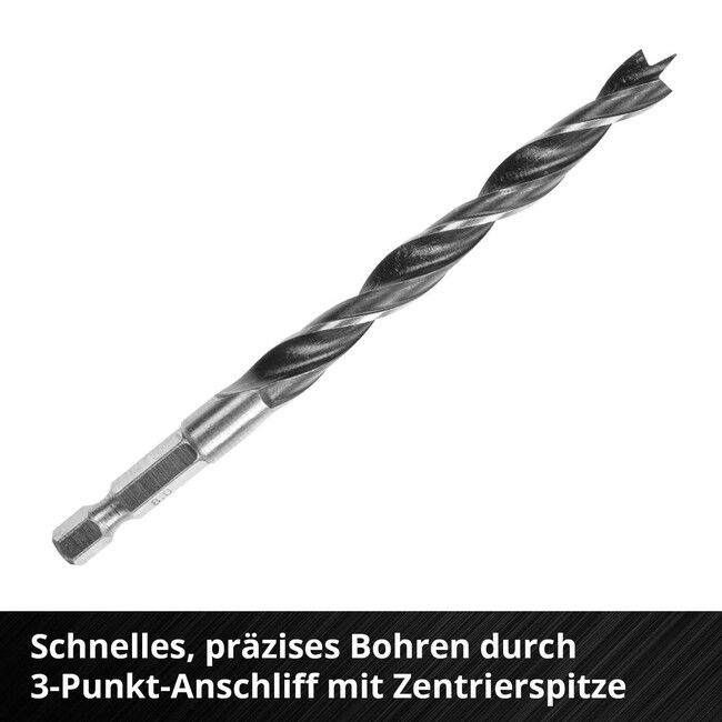 Набор сверл Einhell 10 штук,3-8 мм,по дереву,с 6-гранным хвостовиком,S-Case (108733)