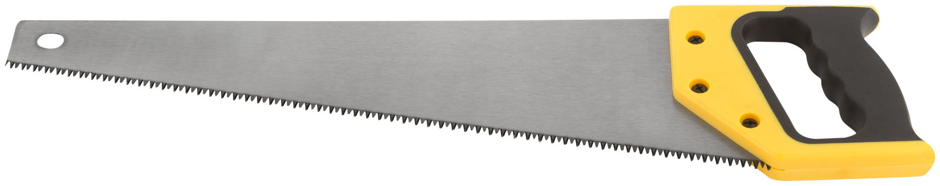 Ножовка по дереву, средний каленый зуб 7 ТPI, 3D заточка, пласт.прорезиненная ручка, Профи 450 мм (40445)