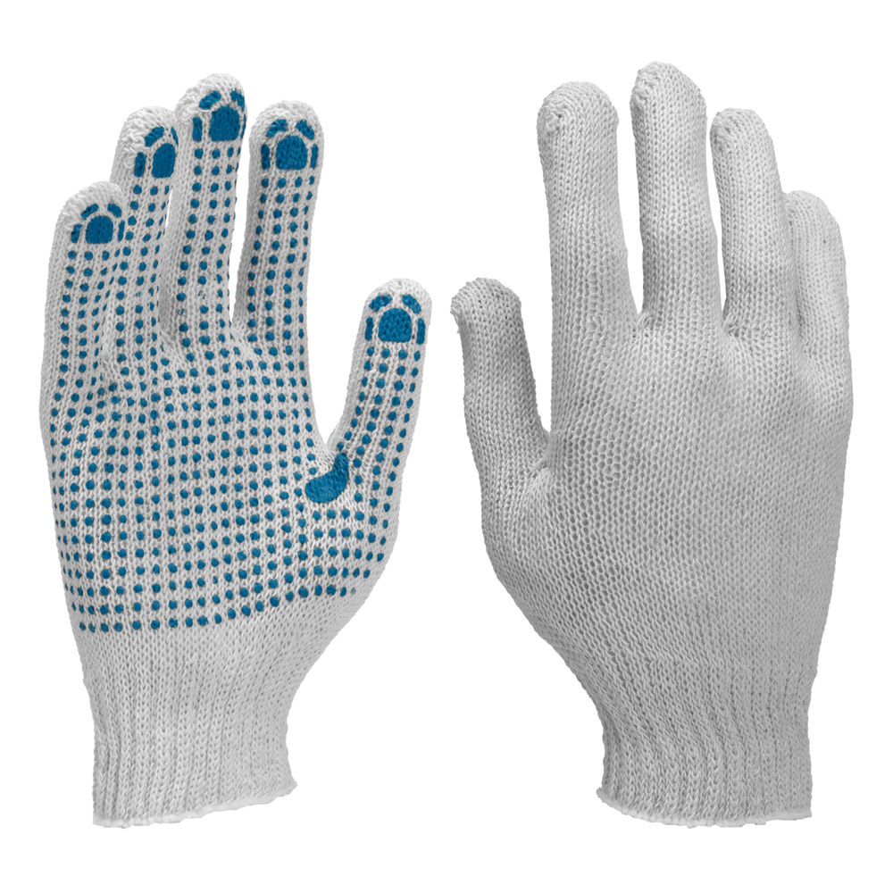 Перчатки х/б, ПВХ покрытие, Точка, 6 пар в упаковке, 7 класс (67717)