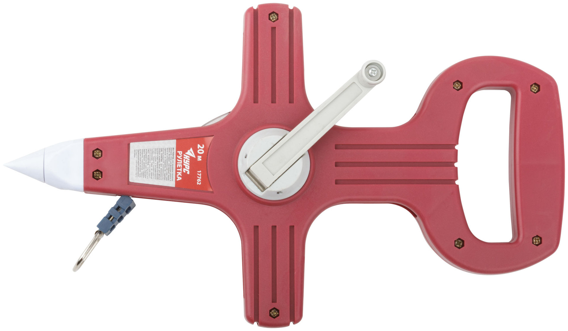 Рулетка геодезическая, стальная лента, красный открытый пластиковый корпус 20 м