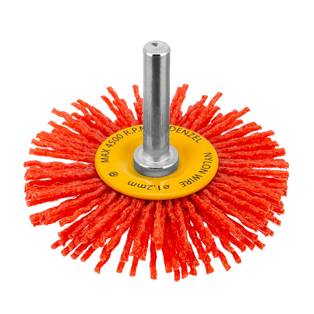 Щетка для дрели, 65 мм, Плоская, со шпилькой, нейлоновая щетина Denzel (74433)