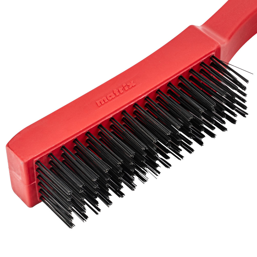 Щетка зачистная шестирядная, закаленная прямая проволока с пластиковой ручкой Matrix (74816)