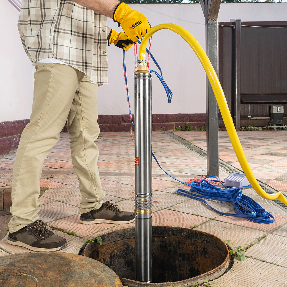 Скважинный насос DWC-3-60, центробежный, диаметр 3, 800 Вт, 3300 л/ч, напор 60 м Denzel (97255)