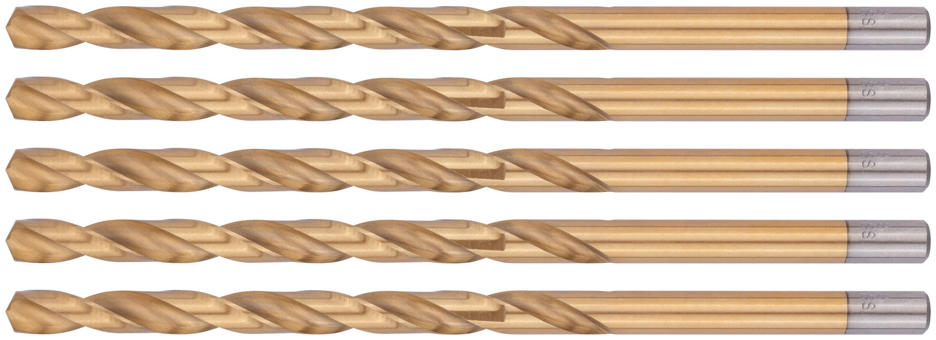 Сверла HSS по металлу, удлиненные, титановое покрытие 8,0х165 мм (5 шт.) (34280)