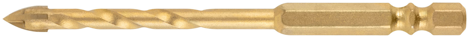 Сверло универсальное, 4 режущие кромки, титановое покрытие, шестигранный U-хвостовик под биту, 6х100 мм (35165)