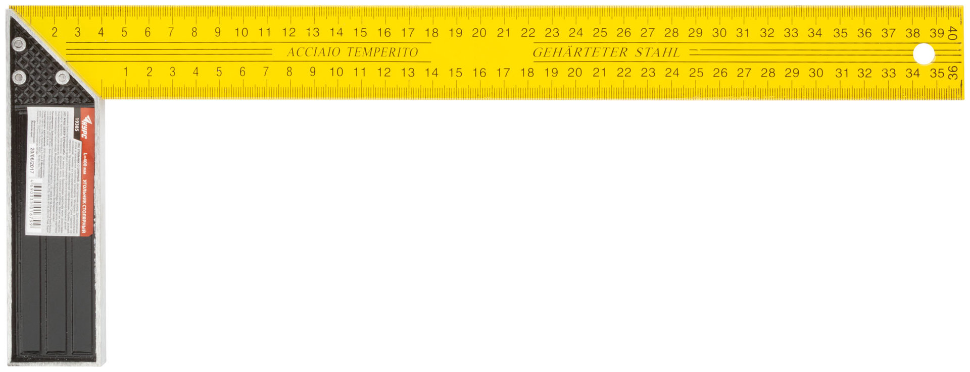 Угольник столярный желтый 400 мм (19385)