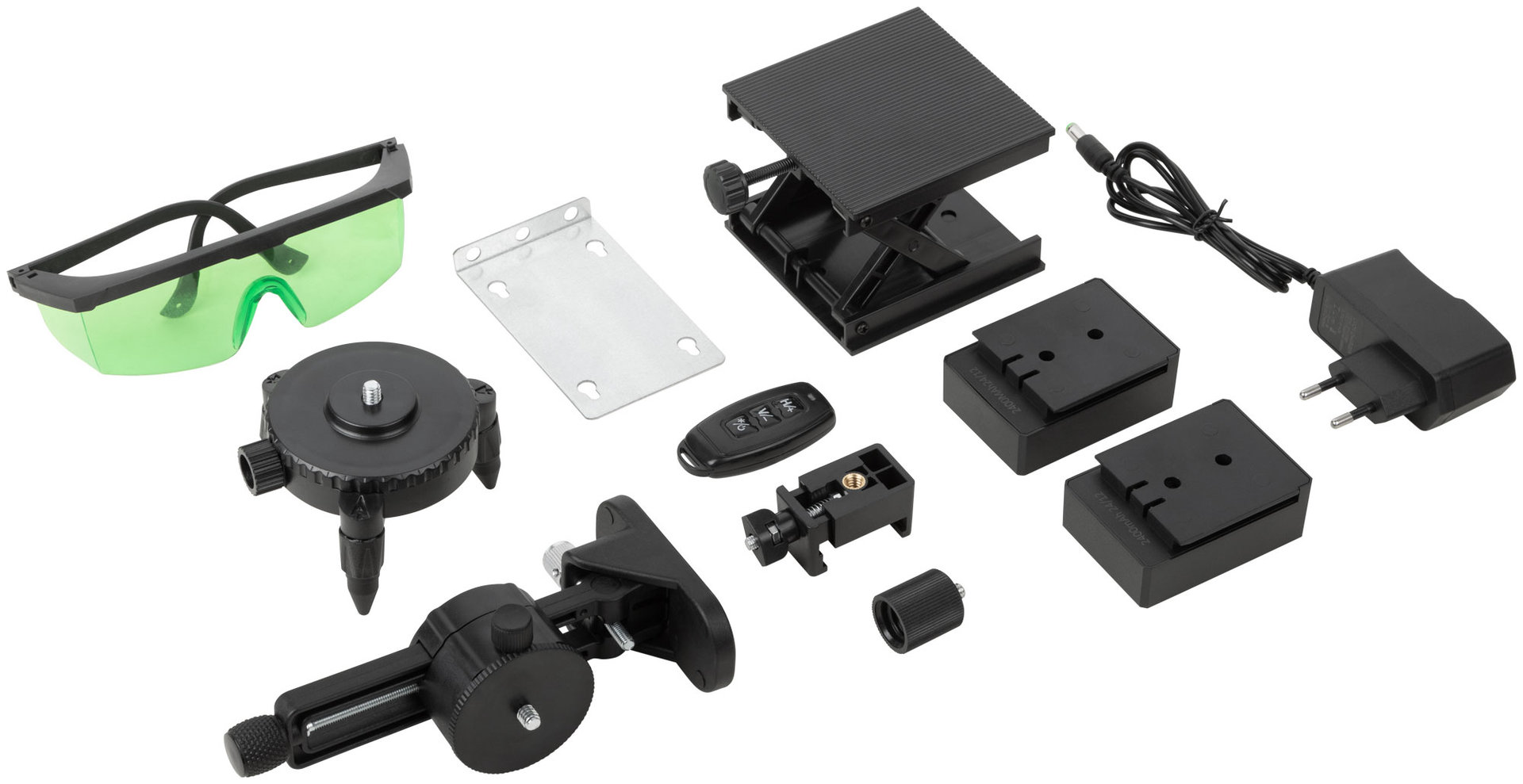 Уровень лазерный самоуспокаивающийся аккумуляторный Li-Ion, мультипризменный 3х360°, зеленый луч, диапазон 20 м, кейс (18670)