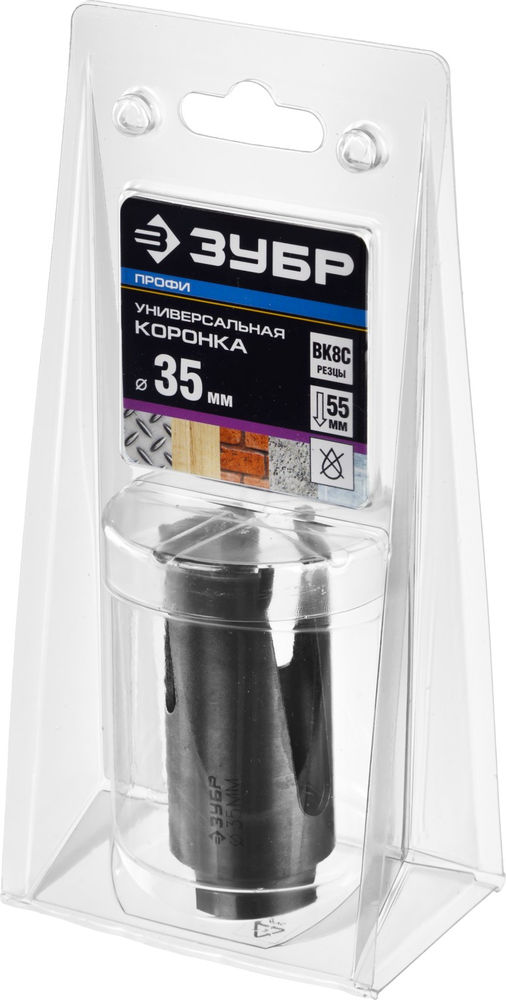 Коронка с твердосплавными резцами 35 мм ЗУБР Проуниверсал Профессионал 29514-35