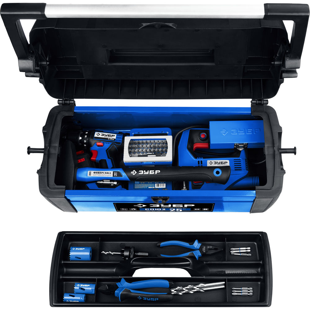 Металлический ящик для инструментов 640 x 250 x 240 мм 25 Профессионал ЗУБР СОЮЗ-25 38151-25