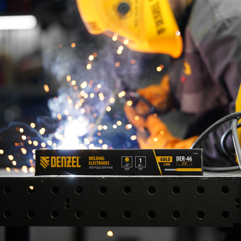 Электроды DER-46 Goldline, диам. 3 мм, 1 кг, рутил-целлюлозное покрытие Denzel (97500)