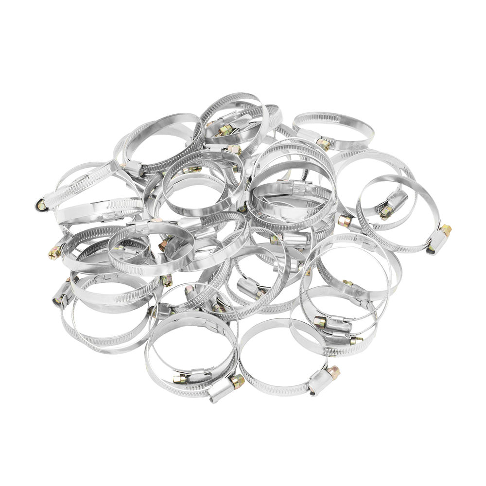 Хомуты металлические, Стандартное болтовое крепление 40-60 мм, 50 штук в упаковке, ширина 9 мм Сибртех (47562)