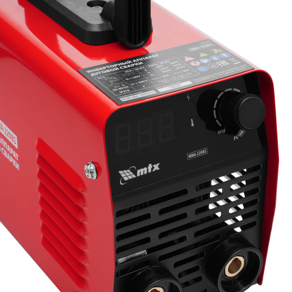 Инверторный аппарат дуговой сварки MMA-220BS, 220 А, ПВ 60% MTX (94399)