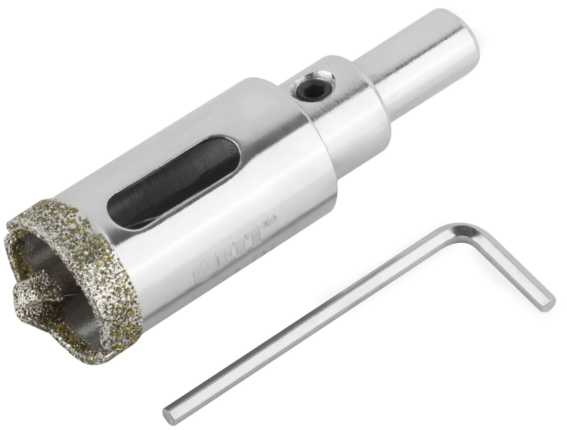 Коронка кольцевая по керамограниту, камню и кафелю алмазная с центровочным сверлом 22х70 мм (16209)