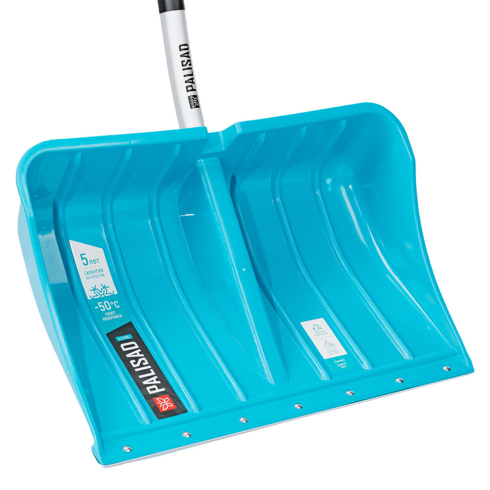 Лопата для уборки снега, полипропилен, 540х375х1420мм, алюминиевый черенок, ПВХ накладка, LUXE Palisad (615685)