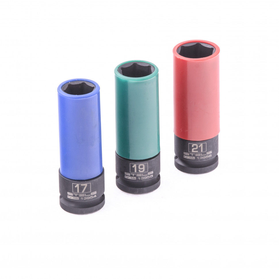 Набор головок ударных 6-гранных удлиненных для колесных дисков (17,19,21 мм) 1/2 3 шт Stels