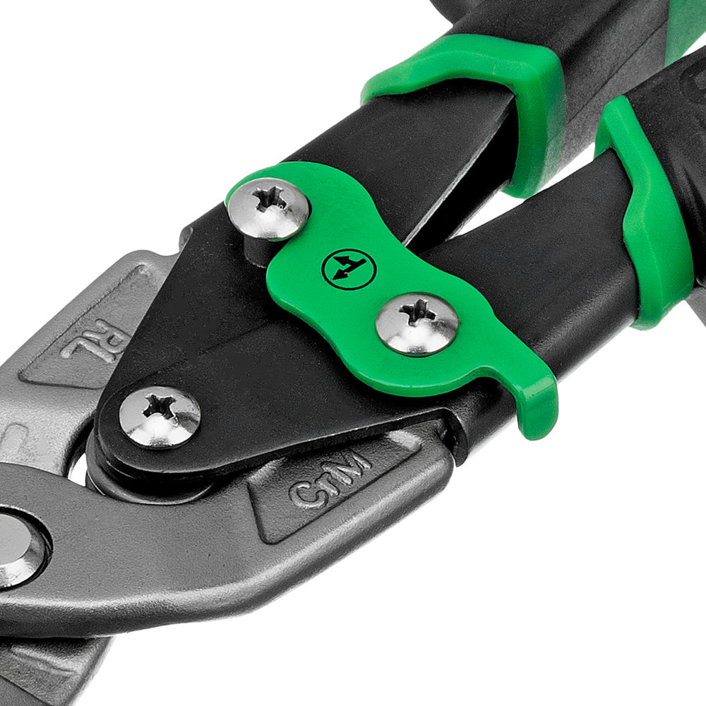 Ножницы по металлу Piranha, 270 мм, прямой и правый проходной рез, сталь СrMo, двухкомпонентные рукоятки Gross