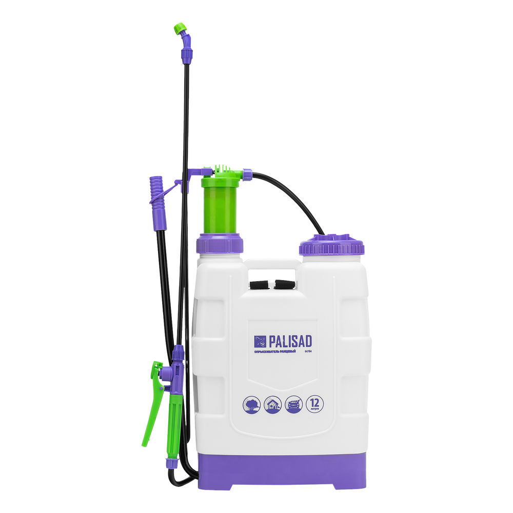 Опрыскиватель ранцевый, 12 л, с насосом, шлангом, разбрызгивателем Palisad (64784)