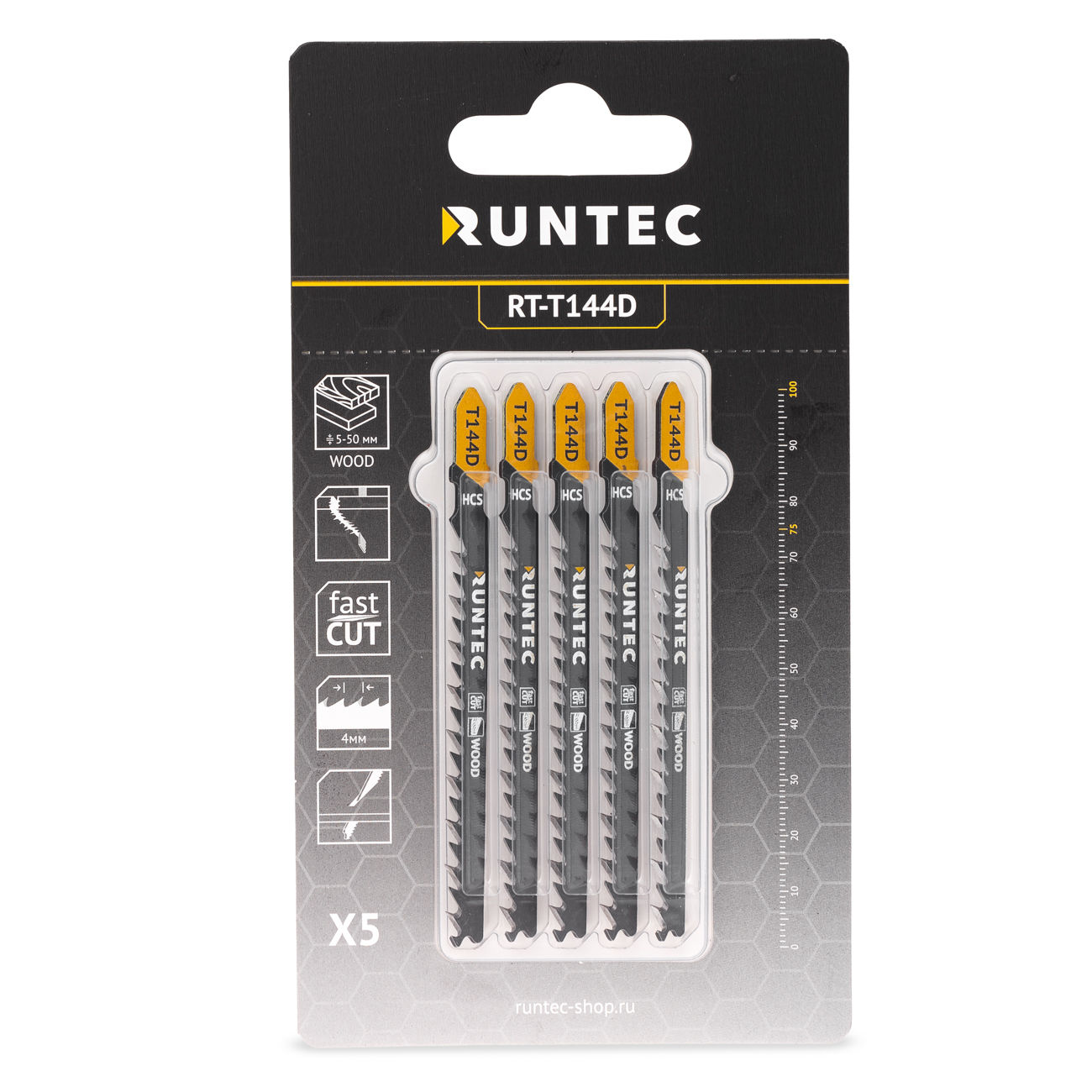 Пилки для лобзика по дереву T 144 D, HCS, 5 шт RUNTEC RT-T144D