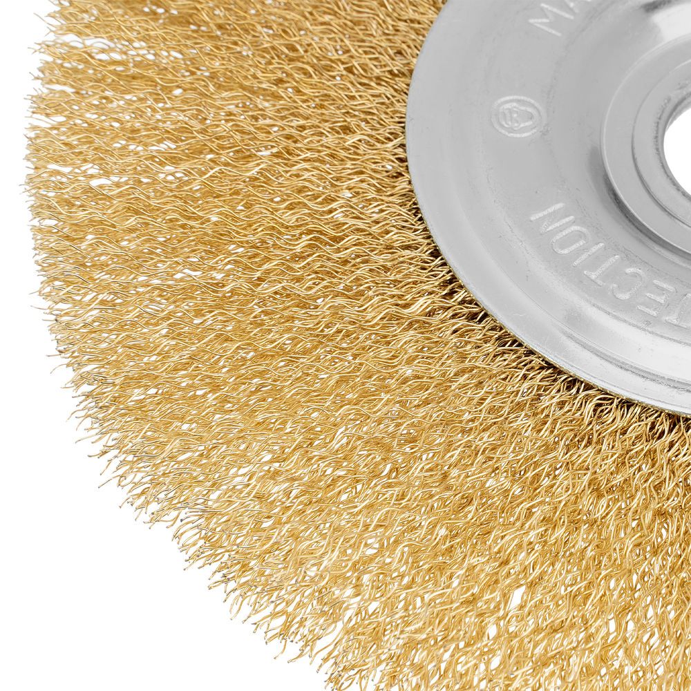 Щетка для УШМ, 175 мм, посадка 22.2 мм, плоская, латунированная витая проволока Matrix (74666)