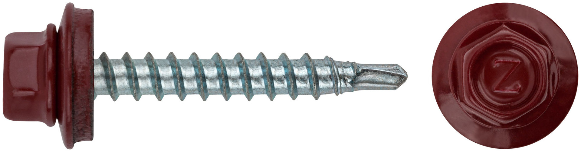 Шурупы кровельные со сверлом 4.8 х 32, красный RAL-3011 100шт. Фасовка (23563-0)