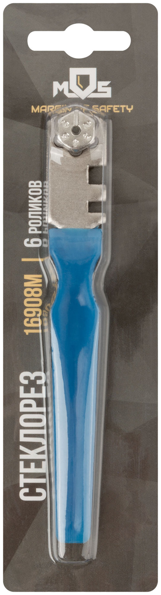 Стеклорез роликовый, 6 роликов, пластиковая ручка (16908М)