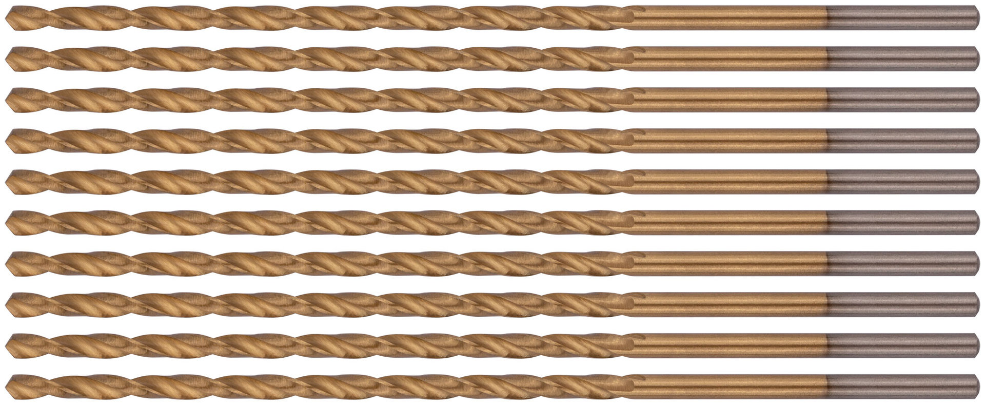 Сверла HSS по металлу, удлиненные, титановое покрытие 2,5х95 мм (10 шт.) (34225)