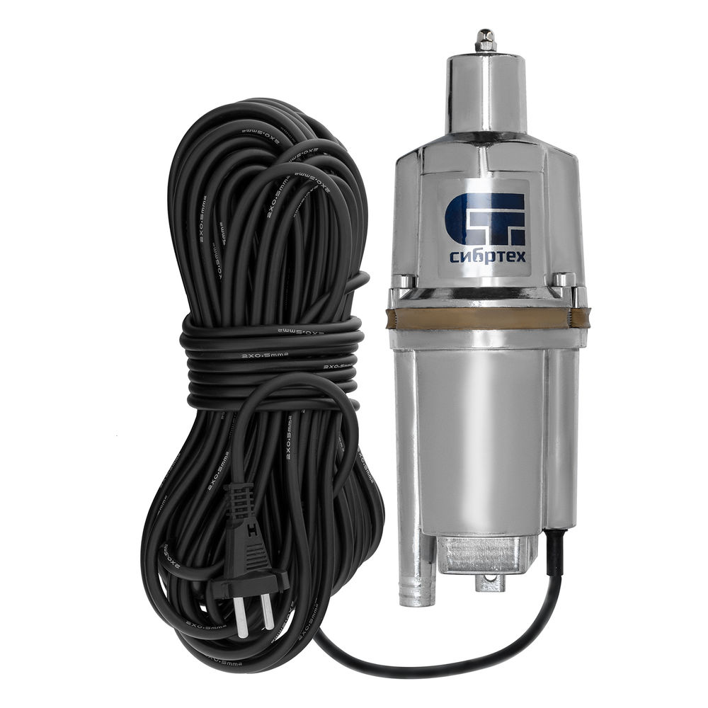 Вибрационный насос СВН300Н-15, нижний забор, 300 Вт, напор 75 м, 1200 л/ч, кабель 15 м Сибртех (99306)