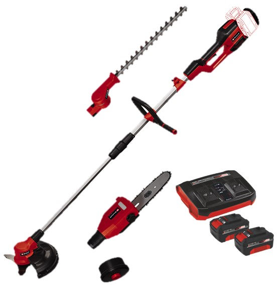 Высоторез акк.Einhell PXC GE-LM 36/4in1 Li,2х18В,коса нож/леска,кусторез,ц.пила+2 акк4Ач+двойное ЗУ (3410901SET)