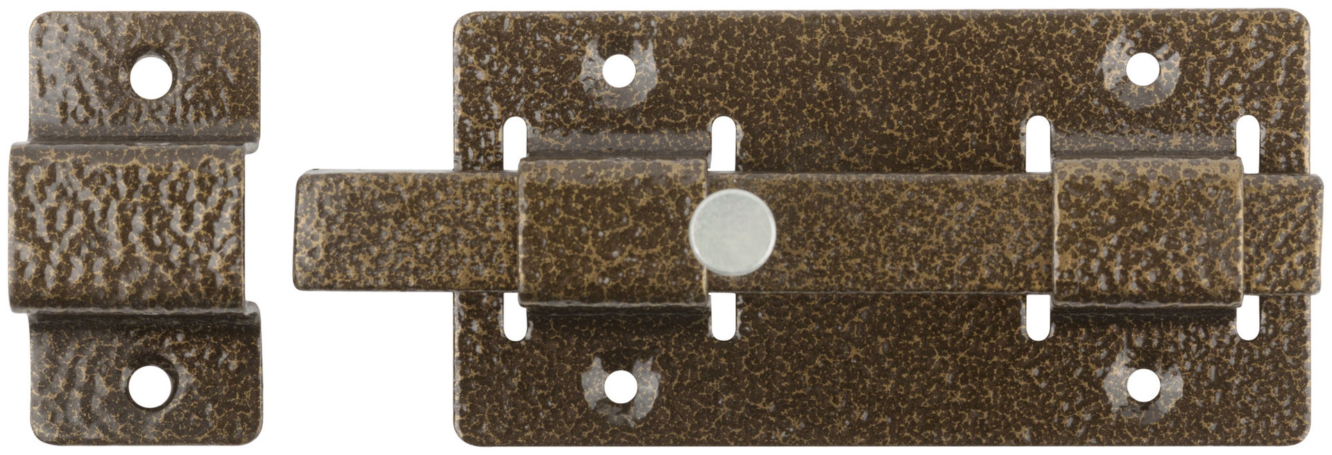 Задвижка накладная усиленная для дверей, квадратный ригель, бронза (66694)