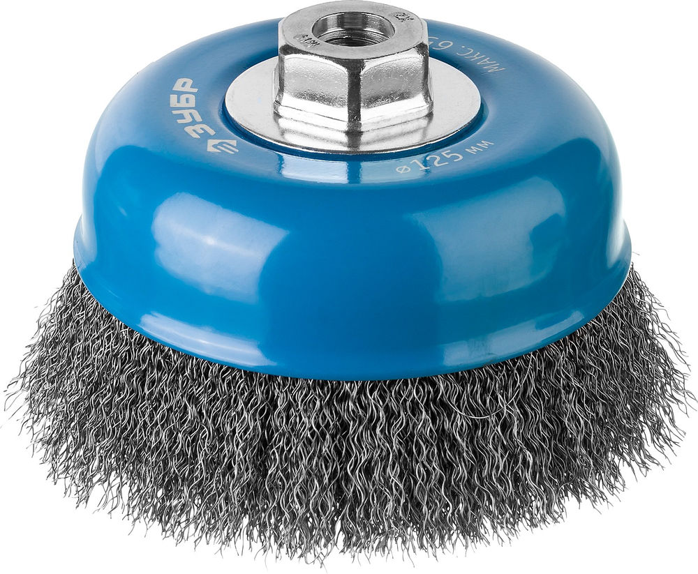 Щетка-крацовка чашечная для УШМ 125 мм витая стальная проволока 0.3 мм Профессионал ЗУБР 35261-125